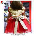 Wholesale red organza christmas flutter sleeve dress